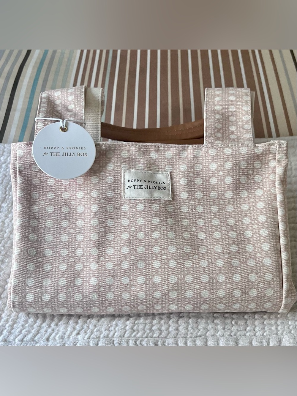 Poppy & Peonies Light Pink Dot-Pattern Tote